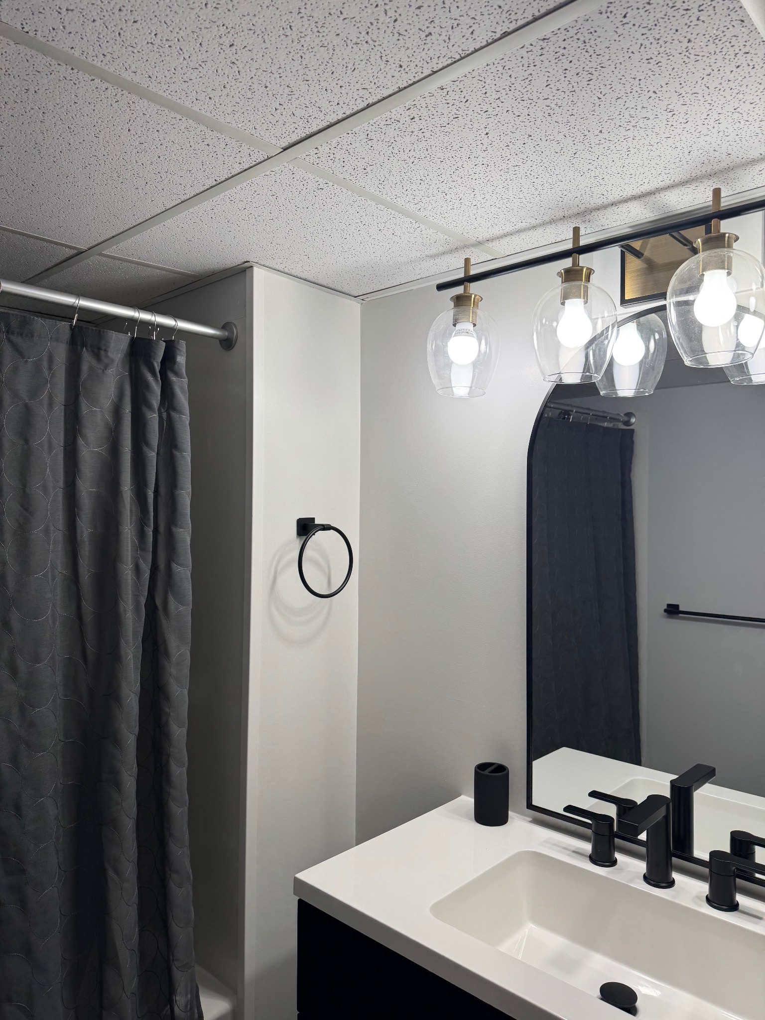 Vanity and shower in the Lower Suite bathroom